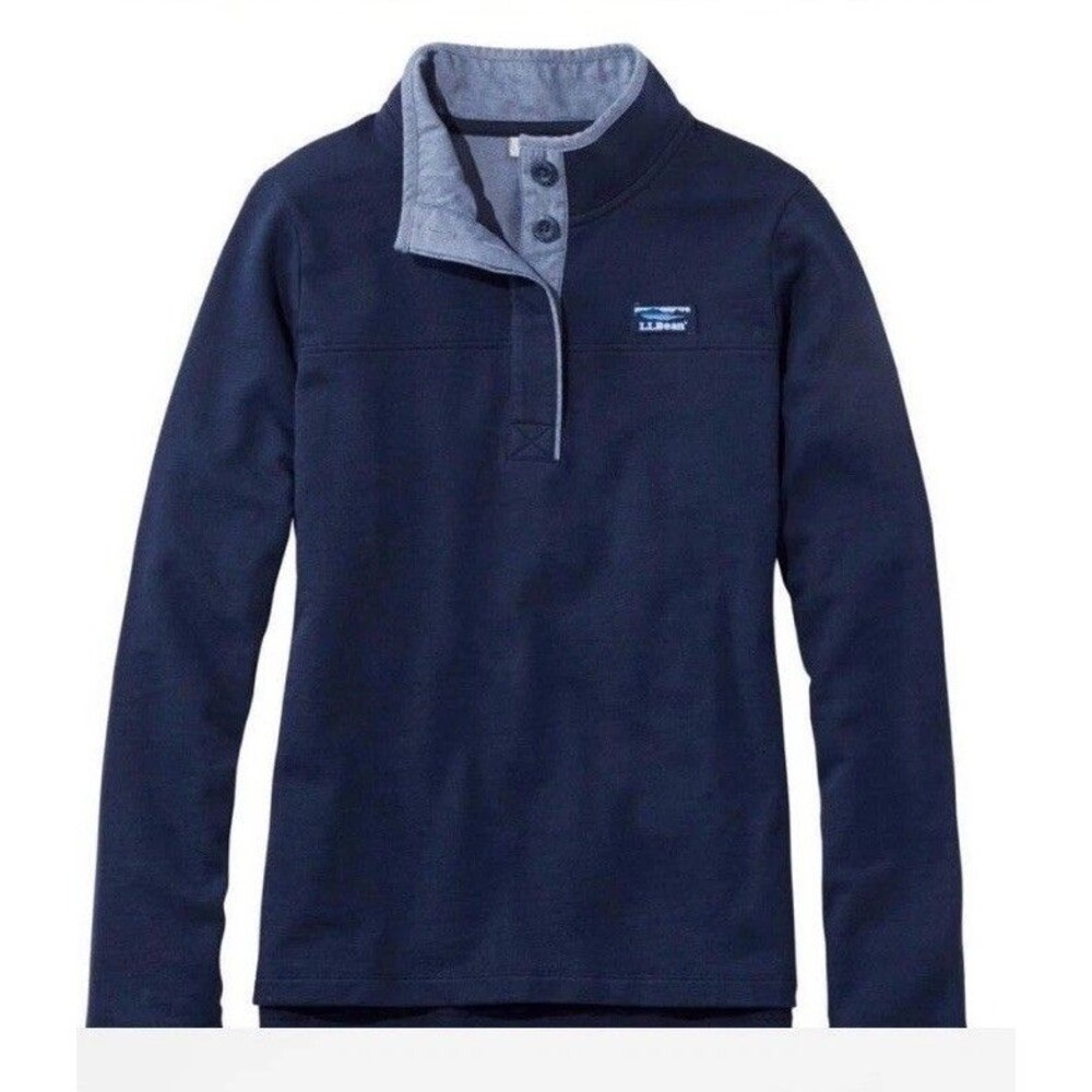 L.L. Bean Wonen’s Quarter Button Pullover Sweatshirt Size XL Classic Outdoors